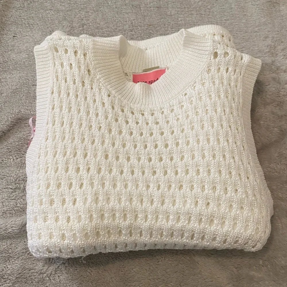 Vintage Kate Spade White Pointelle Knit Sleeveless Maxi Dress with Slip Lining - Picture 17 of 17